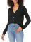 The Drop Francine, Cardigan Morbido con Scollo a V e Bottoni Frontali da Donna, Nero, L