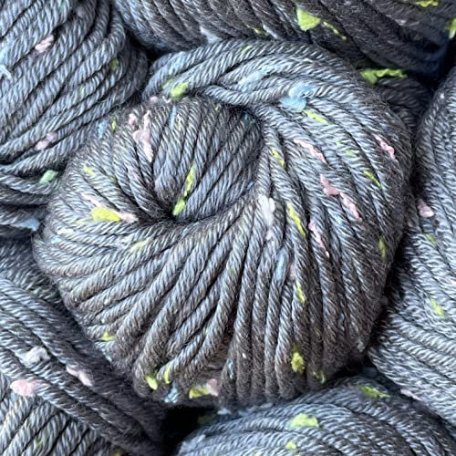 KnitPal Tweed Twinkles Soft Acrylic Baby Blanket Yarn with Flecks, 8 skeins, 632 metres/400 Grams, DK Light Worsted #3 (Koala Grey)