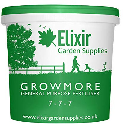 Elixir Gardens Growmore 7-7-7 Special Blend All Round General Purpose Fertiliser | 15kg Tub | Treats 300 sq.m