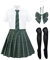 PROCOS Frauen Schuluniform Outfits Kurzarm Shirt mit Plaid Rock und Krawatte 4-teilig Dessous mit Fliege Krawatte Set Dunkelgrün Plaid Klein