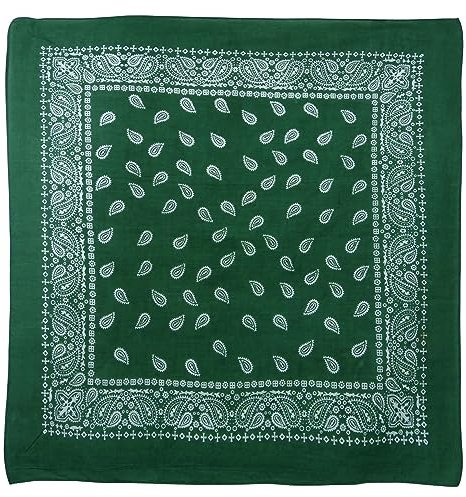 RED X Herren-Halstuch, Paisleymuster, leichte Baumwolle, grün, XL