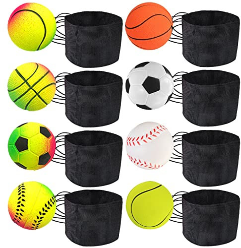 DBAILY Springball Mit Schnur 8 PCS Ø 47MM - Handgelenk Return Ball Mit Gummiband für Kinder Erwachsen, Fußball, Basketball, Softball, Baseball