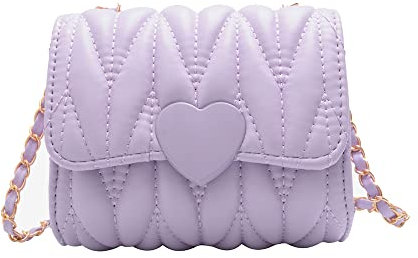 Mini borsa a tracolla da donna con design a forma di cuore carino principessa borse a tracolla per bambine regalo, Viola