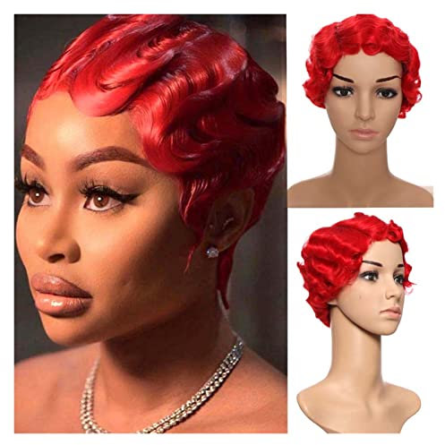 TOMYEUS Haarteile Perücke geeignet for Schwarze Frauen schwarz Blonde gemischte braun hitzebeständige Perücken (Color : 01, Stretched Length : 6inches)