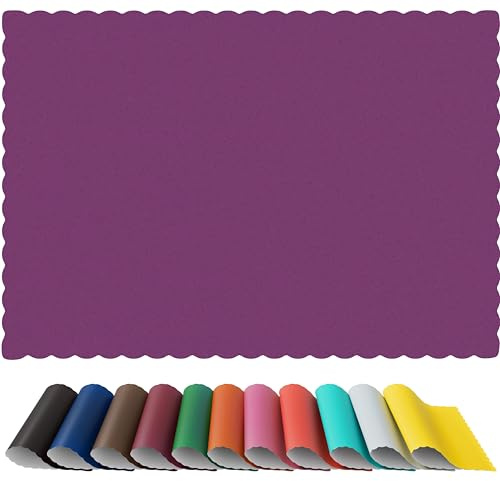 Paper Placemats - Disposable - Scalloped Edge (100, Purple) | Disposable paper placemats, scalloped-edge design, purple, 100 count, quick table setup and cleanup