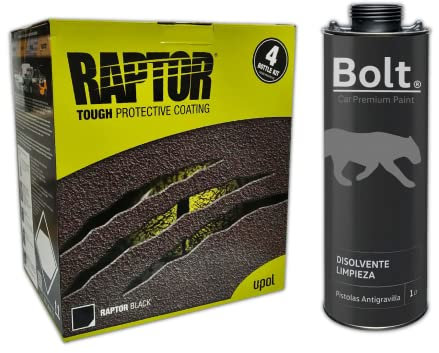 PINTURA RAPTOR 2K KIT NEGRO 4 LT + DISOLVENTE LIMPIEZA 1 LT