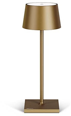 Stilosa Tischlampe Kabellos - Led Tischleuchte - Akku Kabellose Dimmbar Lampe mit Touch - Table Lamp Aufladbar Usb C - Akku-tischleuchte Outdoor - Dunkles Gold