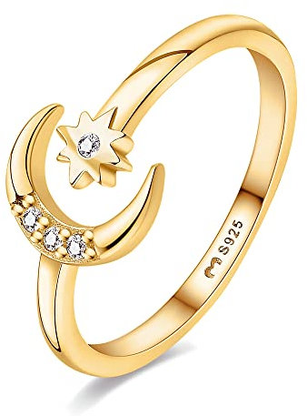 Ring für damen aus silber gebildet durch einen Halbmond. Ringe für frauen aus silber mit silberner oder goldener Oberfläche. Schmuck damen ideal für Paare, Mütter, Freundinnen. Damen ringe silber