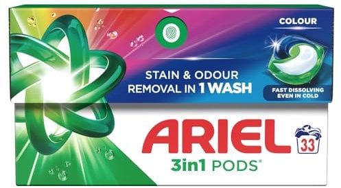 Ariel All-in-1 PODS®, Washing Liquid Laundry Detergent Tablets/Capsules 33 Washes, Color, Brilliant Stain Removal Even In A Cold Wash