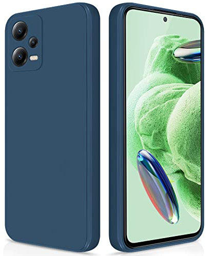 GiiYoon Hülle Kompatibel mit Xiaomi Redmi Note 12 5G, Hochwertiges Liquid Silicone Case, Rundumschutz Handyhülle, Kratzfestes Weiches Mikrofaserfutter- Blau