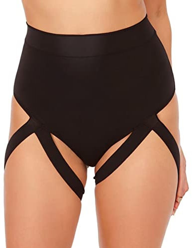 EVELUST Rave Booty Shorts für Damen – Hoch Taillierte Badeshorts Scrunch Sporthose Kurze Leggings Gothic Festival Outfits(Schwarz, XS, 1321w)