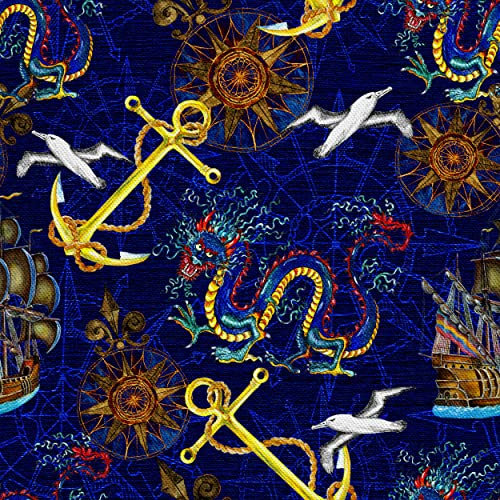 HEKO PANELS Oxford Tissu Imperméable Au Mètre Polyester De Couture D'ameublement Tissus Pour Mobilier Décorative Artisanat Rembourrage Mer Dragons Chinois 5 Mètres 155 x 500 cm