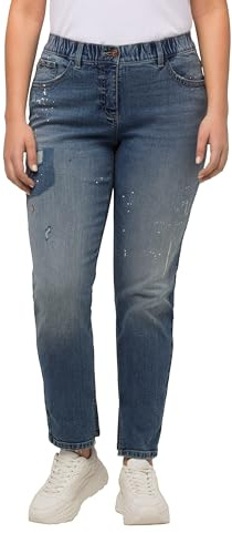 Ulla Popken Boyfriend Jeans con Effetto Destroyed, Taglio Ampio a Cinque Tasche e Tessuto Elasticizzato 821905