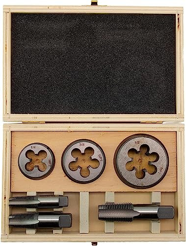 1 Set mit 6 Stück Rohrgewindebohrer und Schneideisen – 1/4 Zoll 3/8 Zoll 1/2 Zoll Stahl Gewindebohrer & Schneideisen Werkzeug Gewindesatz Rohrgewinde