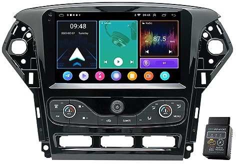 Für Ford Mondeo 2011-2013 8 Core 9 32GB Android 12 Autoradio DAB+Radio CarPlay Navi GPS 9 Zoll HD Touchscreen Autoradio Bluetooth DAB+Radio WiFi,FM RDS Radio+Lenkradkontrolle DSP USB