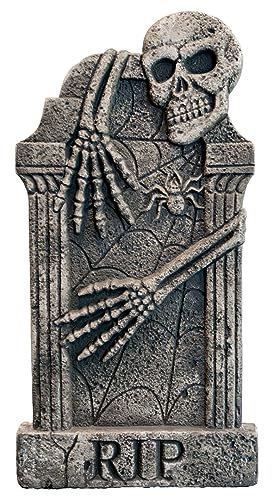 Horror-Shop Halloween Deko Grabstein mit Skelett 91cm