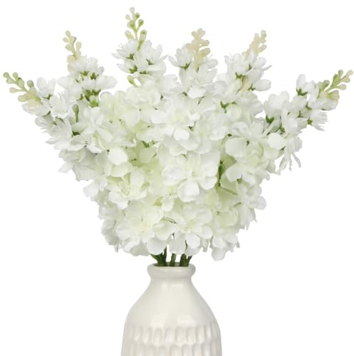 Künstliche Ritterspornblumen, 6 Stück, künstliche Rittersporn, 44 cm, künstliche Rittersporn, Seidenblumen für Heimdekoration, DIY-Blumen-Mittelstücke für Tische