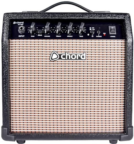 Chord | 10W Bluetooth Electric Guitar Amplifier with Headphones Output, Overdive Switch, Gain control, Portable Compact Practice Amp in Black