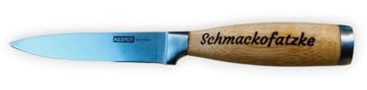 personalisiertes Universalmesser mit Edelstahlklinge und Griff aus Bambus, mit Wunschgravur auf dem Griff, als Geschenk für die Küchenfee, den Hobbykoch, Küchenchef, Klingenlänge ca. 13 cm