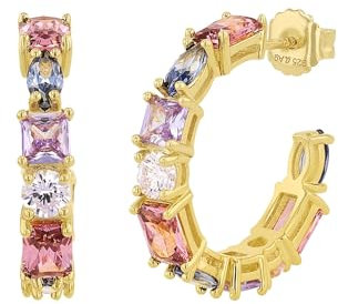 NOELANI Creolen 925 Sterling Silber Damen Ohrschmuck, mit Zirkonia synth., 2,3 cm, Gold, nein, Kommt in Schmuck Geschenk Box, 2037915