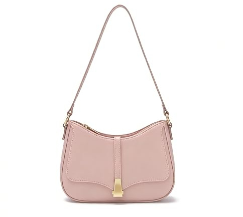Prettyzys Halbmond-Umhängetasche für Damen, Vintage, Retro, veganes Leder, Clutch, Tragetasche, Umhängetasche, Handtasche für Damen, Pink