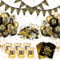Puosike 50 Geburtstag Tischdeko Mann Frau, 50. Schwarz Gold Geburtstag Deko Luftballons, Happy Birthday Partydekorationen Set mit Windlicht Konfetti Servietten Banner