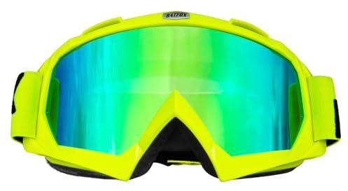 KINGBIKE Motocross Brille Mtb Brille Dirt Bike ATV Crossbrille goggle Sicherheit Tactical Riding Motorradbrillen für Herren Damen Jugend Fit ÜBer Brille (A-grün-revo, Erwachsene)