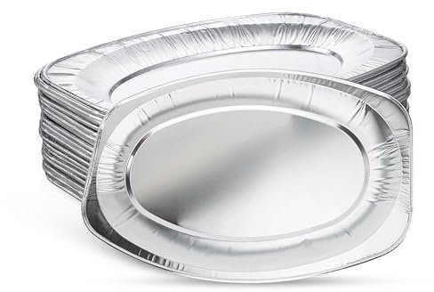 Platos de servir para comida de fiesta, paquete de 20 unidades, bandejas grandes de papel de aluminio, 35 x 23 cm, aptas para horno y congelador para fiestas Zuvo