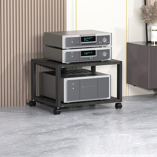 Multifunción mueble tocadiscos,Con ruedas universales, fácil de mover,cuatro pisos mueble equipo hifi,Fuerte capacidad de carga,Almacenamiento abierto de varios niveles,para salón, dormitorio, oficina