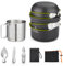 Stainless Steel Camping Cookware Set, Pot Mess Kit with Cup, Flatware