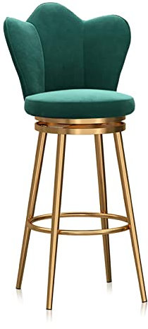Generic Lot de 4 tabourets de bar pivotants rembourrés avec dossier et pieds en métal pour îlot de cuisine Vert/doré 65 cm
