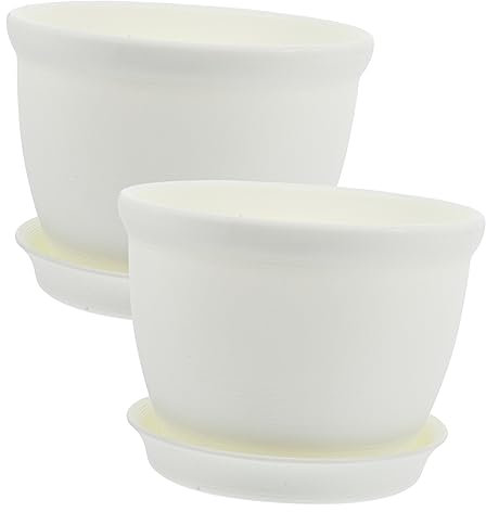 IWOWHERO 2sätze Blumentopf Aus Kunststoff Mit Drainage Löchern Für Zimmerpflanzen Sukkulenten Pflanztopf Indoor Mit Untertasse Für Kleine Pflanzen Und Haushaltsdeko