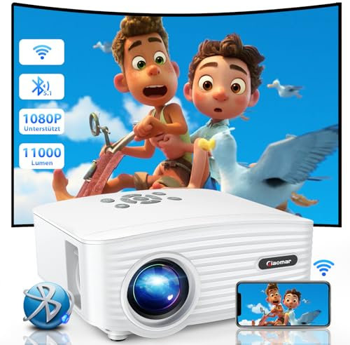 Beamer, 5G WiFi Mini Beamer 11000 Lumen Beamer Full HD 1080P Unterstützt, LED Video Beamer Heimkino/Outdoor Kompatibel mit TV Stick/Smartphone/Laptop/TV Stick/USB/HDMI Beamer Handy