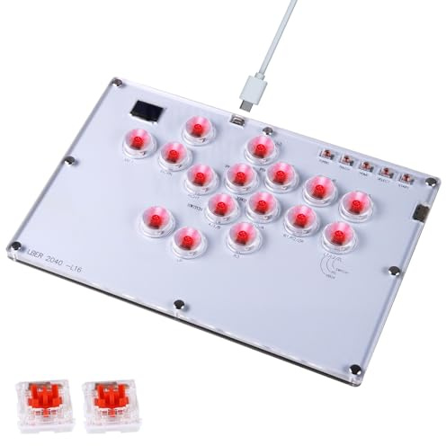 Arcade Stick All-Button Controller L16, Leverless Controller Street Fight with Turbo & SOCD, Arcade Stick Street Fight for PC/PS3/PS4/Steam/Switch Game Keyboard-Supports Hot Swap & Custom RGB (White)