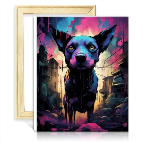 LiHEQING Paint by Numbers Kits Black Dog Paints Kids with Brushes and Acrylic Number Painting Anti Stress Toys NO Frame(50x65cm)