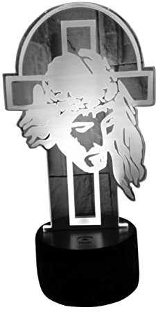 Uonlytech Modische Christliche Kreuz Nachtlampe 3d Acryl Nachtlicht Schreibtischlampe Ein/aus