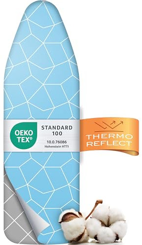 Timbley Housse de Planche à Repasser Turbo 150x50 – Réfléchit la Chaleur pour Un Repassage Rapide – Montage Facile avec élastique – 2X Rembourrage Confort OEKOTEX100 | Fabriqué en Europe | Taille XXL