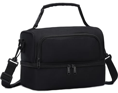 Chase Chic Borsa Termica Bambini, Grande Borsa Termica Porta Pranzo Bambino Bambina Borsetta Frigo Ragazzo Ragazza con Tracolla Staccabile per Picnic Scuola 3-12 Anni, Nero