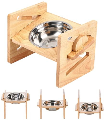 PORFOYO Gamelle surélevée pour chien - Acier inoxydable 304 - 4 hauteurs réglables - 7 à 13 cm - Pour petits chiens et chats