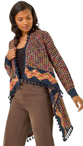 Roman Originals Ombre Tassle Poncho for Women UK - Ladies Everyday Holiday Spring Summer Comfy Soft Evening Vacation Work Party