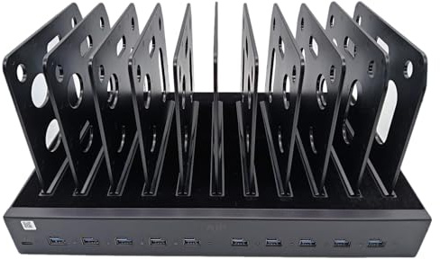 AJPARTS UK Professional USB-C Charging Dock – 10-Port 1000W Charger for Multiple Devices with Stand Dividers, USB-C Leads, Power Cable for Mac book Pro/Air, IPHONE 16 15, for Samsung, IPADs