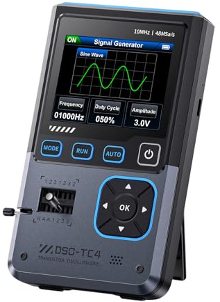 Oszilloskop Multimeter, 3 in 1 Handheld Oscilloscope mit 10MHz Bandbreite, 48MSa/s Abtastung, 2.8 TFT Display Signaenerator, USB Transistor Tester