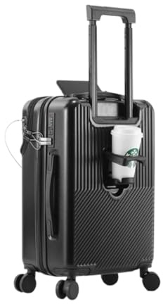 Carry on Suitcase,Small Suitcase with Laptop Compartment, Up Holder & USB | Charging Port Front Opening,Wheeled Cabin Luggage 360 ° Wheel Rotation,20-Inch (Black)