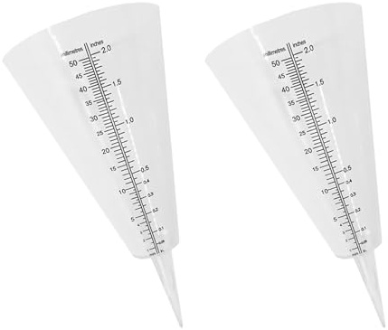 Veemoon 2 pièces Pluviomètre Jardin Transparent avec Cône Gradué Mesure Précise des Précipitations et Installation Sol Support Extérieur Outil Pratique pour Arrosage Contrôlé