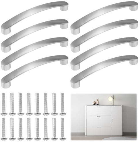 8 Pieces Cupboard Handles 96 mm Hole Centre Kitchen Door Handles with 16 Screws Wardrobe Handles Aluminum Alloy Cabinet Pulls Brushed Polished Cabinet Door Handle Drawer Pulls Kitchen Cabinet Handle
