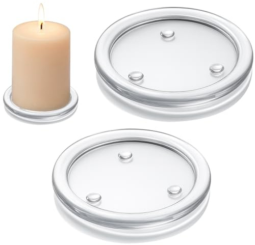 Kerzenteller Glas 10cm, 2 Stück Rund Kerzenständer Glas Transparent Kerzenuntersetzer, Klar Glasuntersetzer Glass Glasteller Klein für Kerzen Untersetzer Hochzeit Party Küche Esszimmer Heimdekoration