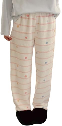 Hanraz Pantalon de pyjama en flanelle confortable pour femme - Grandes tailles - Pantalon de pyjama ample - Pantalon de loisirs - Pyjama Y2k - Doux et moelleux