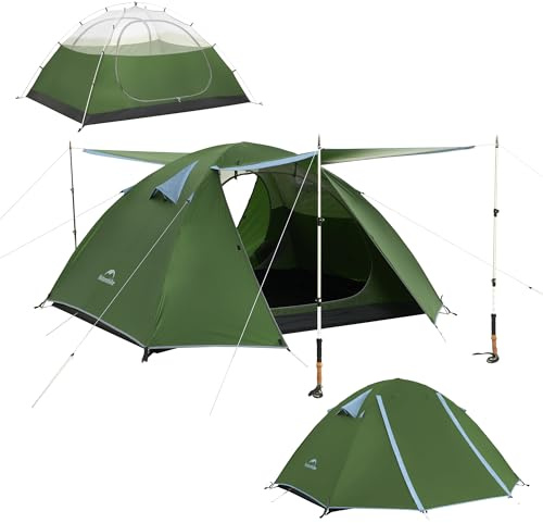Naturehike Bleik Ultraleichtes Kuppelzelt 2-3 Personen zelte mit 2 Zeltvorräume für Camping, Trekking & Fahrradtouren