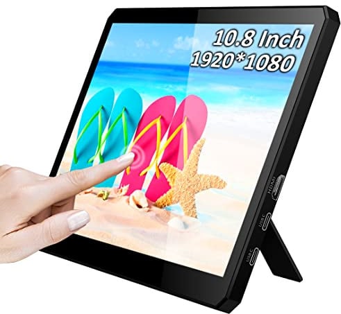 Magedok Tragbarer Monitor Touchscreen, 10.8 Zoll Portable Monitor, 1920x1080 FHD mit HDMI/USB-C, Mini Tragbarer Bildschirm Raspberry PI/Mini PC/Laptop/PC/Mac/Game Console