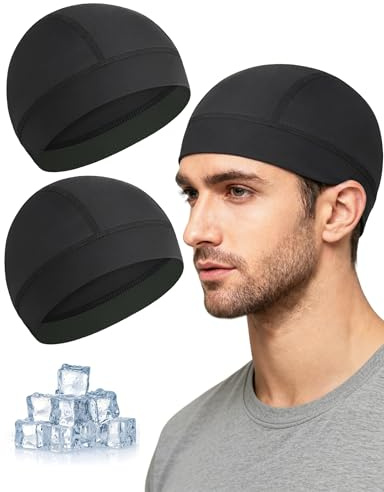 Becellen 2 Piezas Gorros Ciclismo Bajo Casco Verano, Sotocasco Bici Verano Running Skull Cap Forro de Casco Transpirable para Mujeres Hombres Actividades al Aire Libre